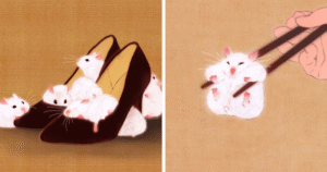 Otama-Shimai Crafts Hilarious Hamster Illustrations in Traditional Japanese Art Style