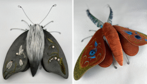 Larysa Bernhardt Creates Surreal Embroidered Moths Using Velvet and Vintage Fabrics