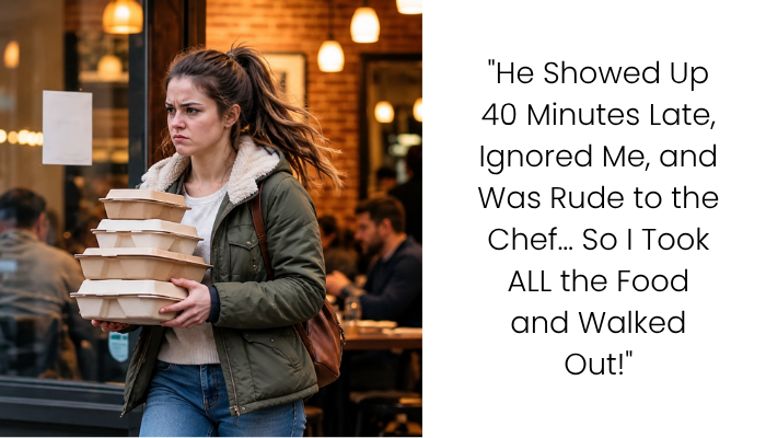 My Hinge Date Showed Up 40 Minutes Late, Ignored Me for His Phone, and Rudely Demanded Service—So I Left With All the Food!