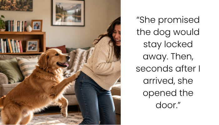 AITA for Immediately Walking Out After My Friend Let Her Huge Dog Out Despite Promising She Wouldn’t?